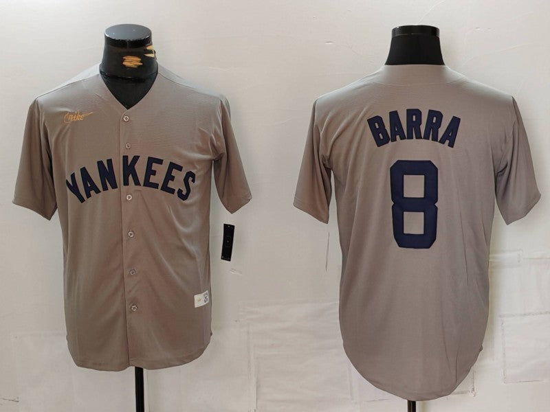 Men's New York Yankees Yogi Berra #8 Gray Road Cooperstown Collection Player Jersey1 baseball jersey product view 1
