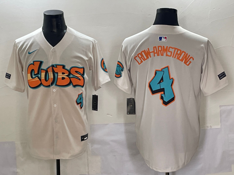 Men's Chicago Cubs Pete Crow-Armstrong #4 Cream Replica Player Jersey baseball jersey product view 1