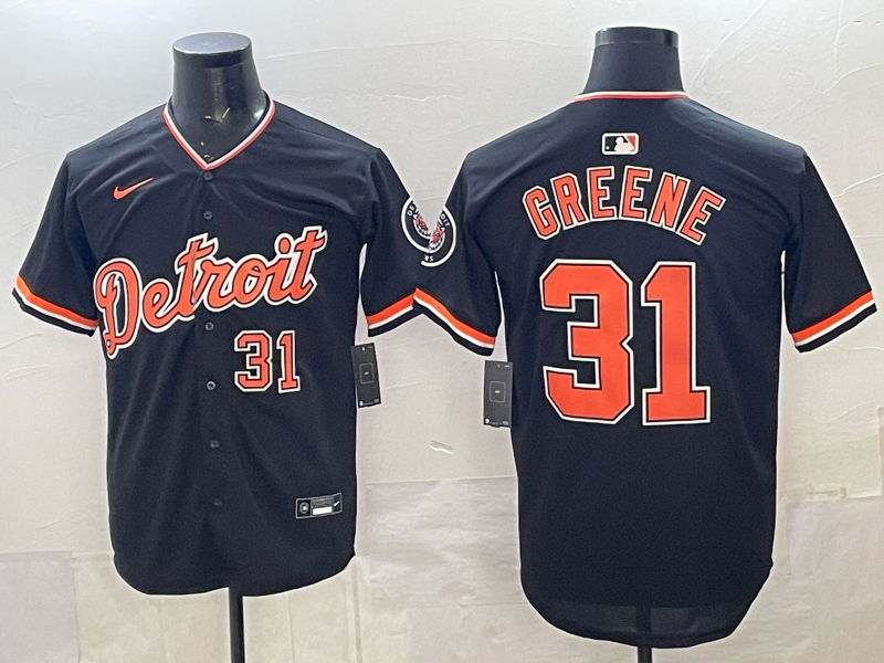Men's Detroit Tigers Riley Greene #31 Black Game Player Jersey baseball jersey product view 1