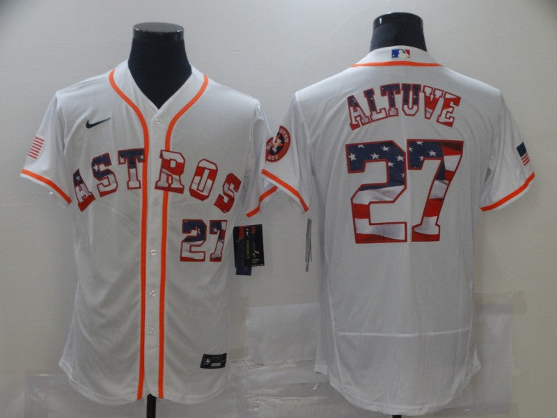 Men's Houston Astros Jose Altuve #27 White Authentic Game Jersey baseball jersey product view 1