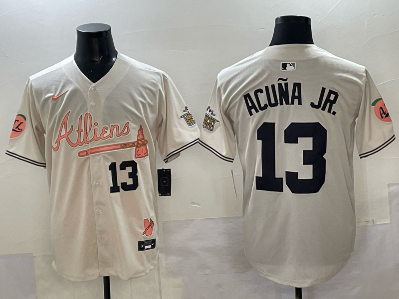 Men's Atlanta Braves Ronald Acuna Jr. White Alternate Player Jersey baseball jersey product view 1