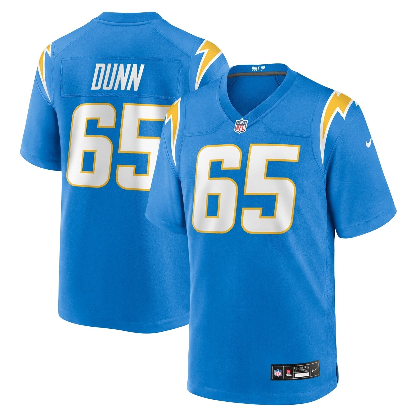 Los Angeles Chargers Michael Dunn Powder Blue Team Game Jersey football jersey product view 1