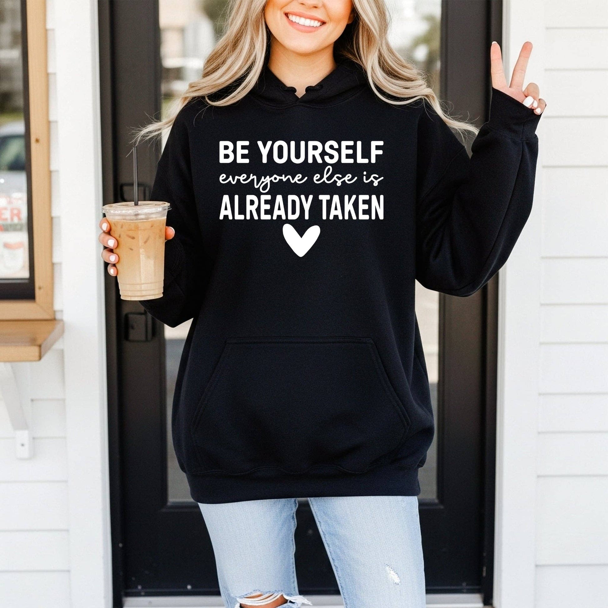 New Be Yourself Inspirational Graphic Sweatshirt Hoody Unisex T-shirt, Sweatshirt, Hoodie, Long Sleeve Tee - T-Shirt, Sweatshirt, Hoodie