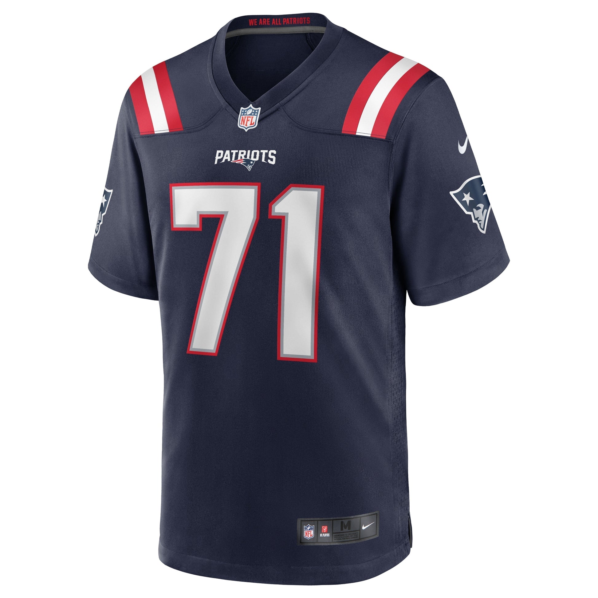 Mike Onwenu New England Patriots Team Game Jersey - Navy football jersey product view 2