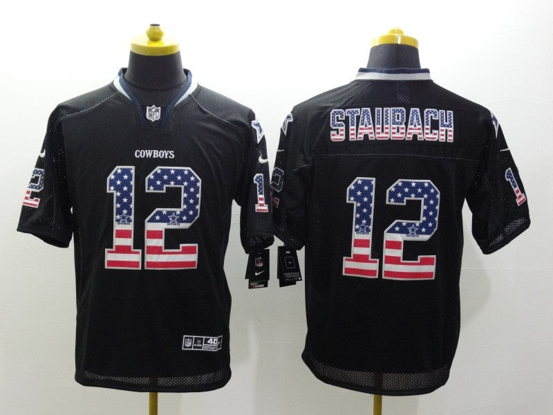 Men's Dallas Cowboys Roger Staubach #12 Black Game Jersey1 football jersey product view 1