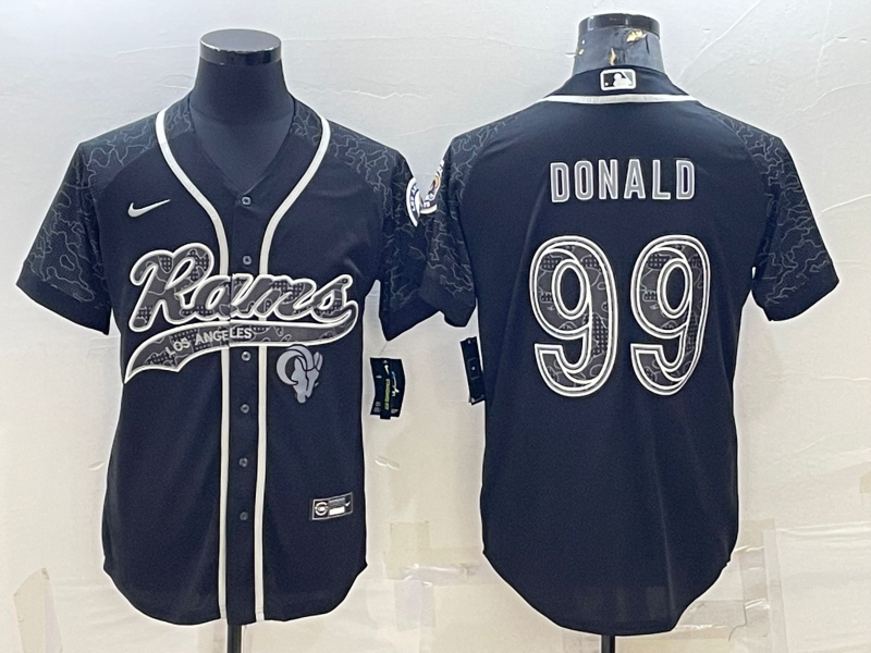 Men's Los Angeles Rams Aaron Donald Black RFLCTV Limited Jersey Joint Edition football jersey product view 1