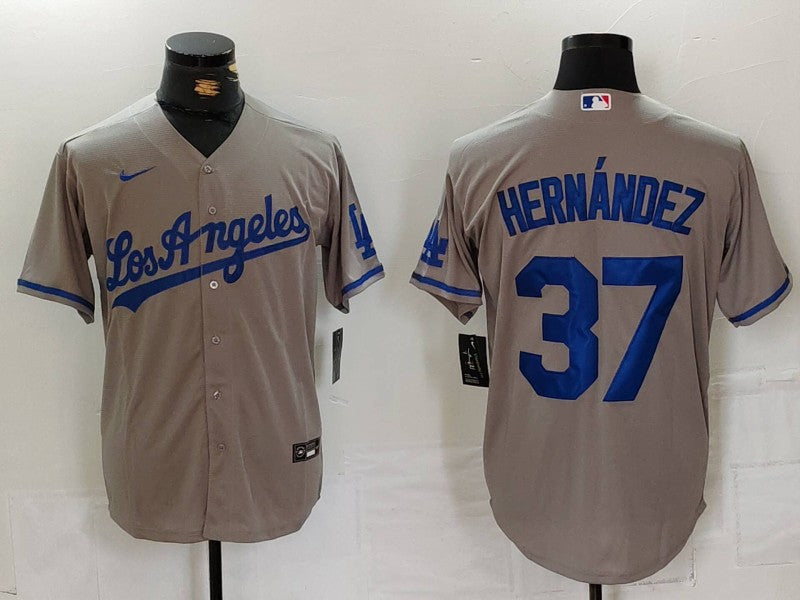 Men's Los Angeles Dodgers Teoscar Hernandez Gray Player Jersey baseball jersey product view 1