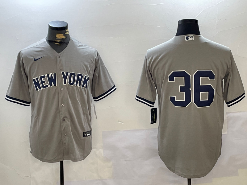 Men's New York Yankees Clarke Schmidt Gray Replica Player Jersey baseball jersey product view 1