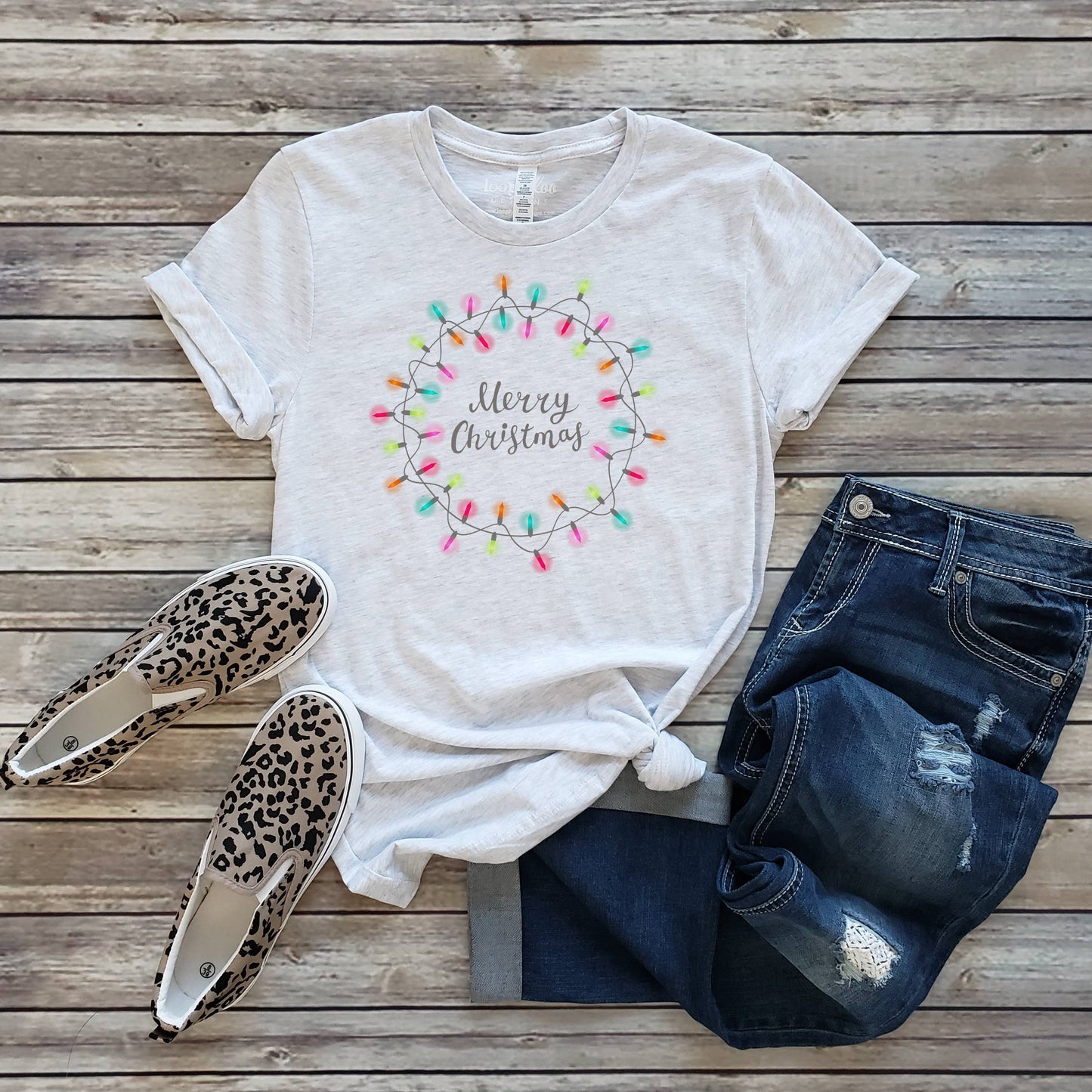 Merry Christmas Lights Tee | Christmas | Sizes XS-2XL Unisex T-shirt, Sweatshirt, Hoodie, Long Sleeve Tee - T-Shirt, Sweatshirt, Hoodie