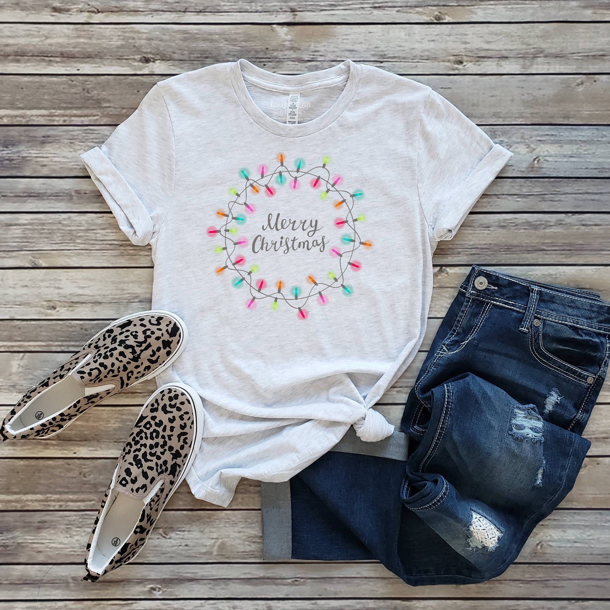 Merry Christmas Lights Tee | Christmas | Sizes XS-2XL Unisex T-shirt, Sweatshirt, Hoodie, Long Sleeve Tee - T-Shirt, Sweatshirt, Hoodie