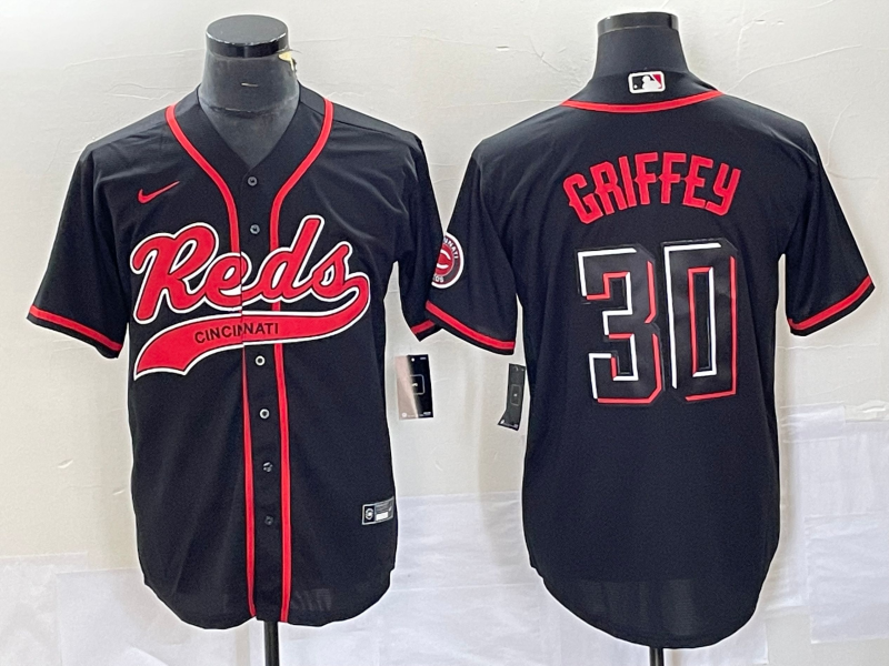 Men's Cincinnati Reds Ken Griffey Jr. Black Replica Player Jersey Joint Edition baseball jersey product view 1