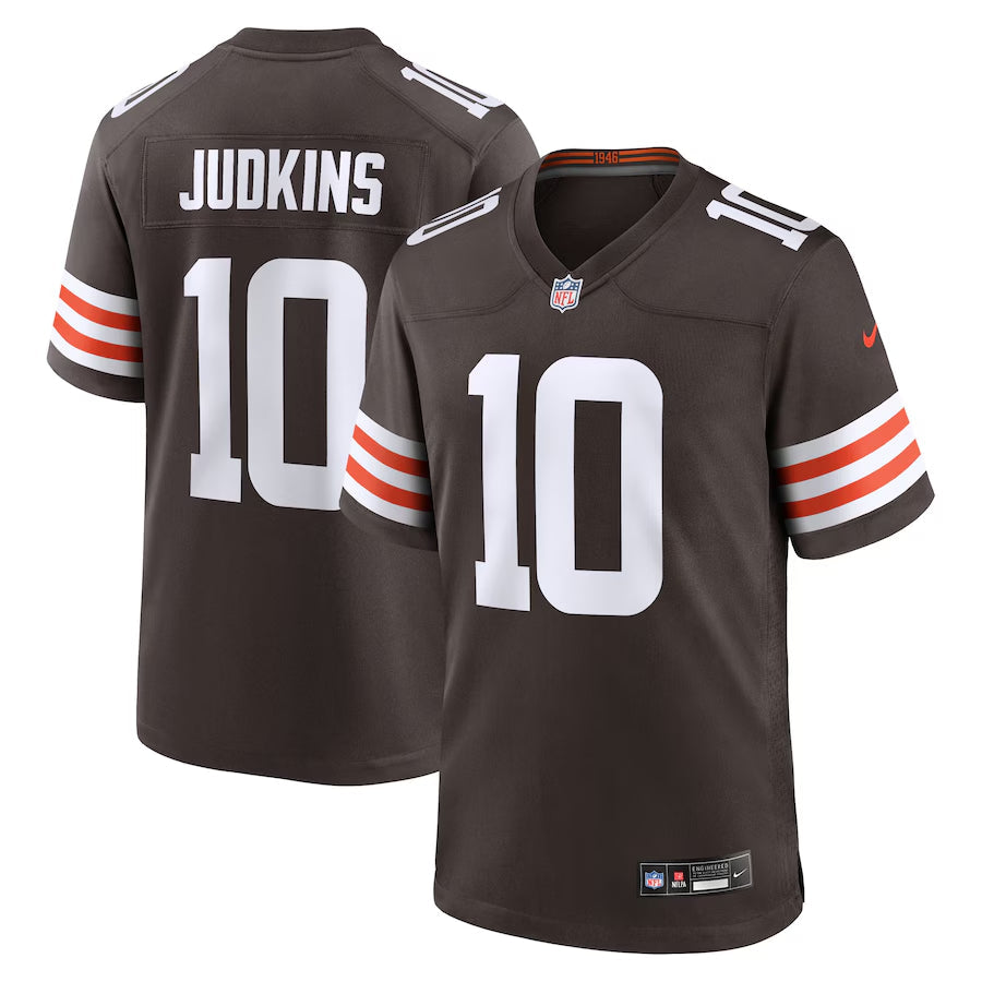 Cleveland Browns Quinshon Judkins Brown 2025 NFL Draft Game Jersey football jersey product view 1