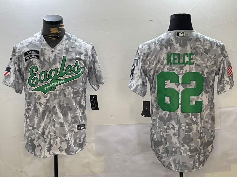 Men's Philadelphia Eagles Jason Kelce Arctic Camo 2024 Salute to Service Player Jersey football jersey product view 1