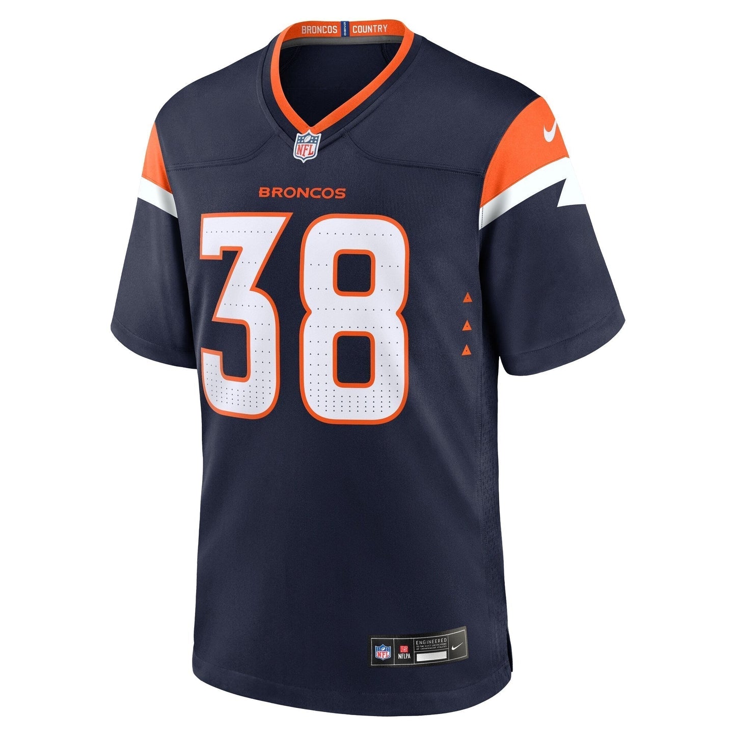 Jaleel McLaughlin Denver Broncos Alternate Game Jersey - Navy football jersey product view 2