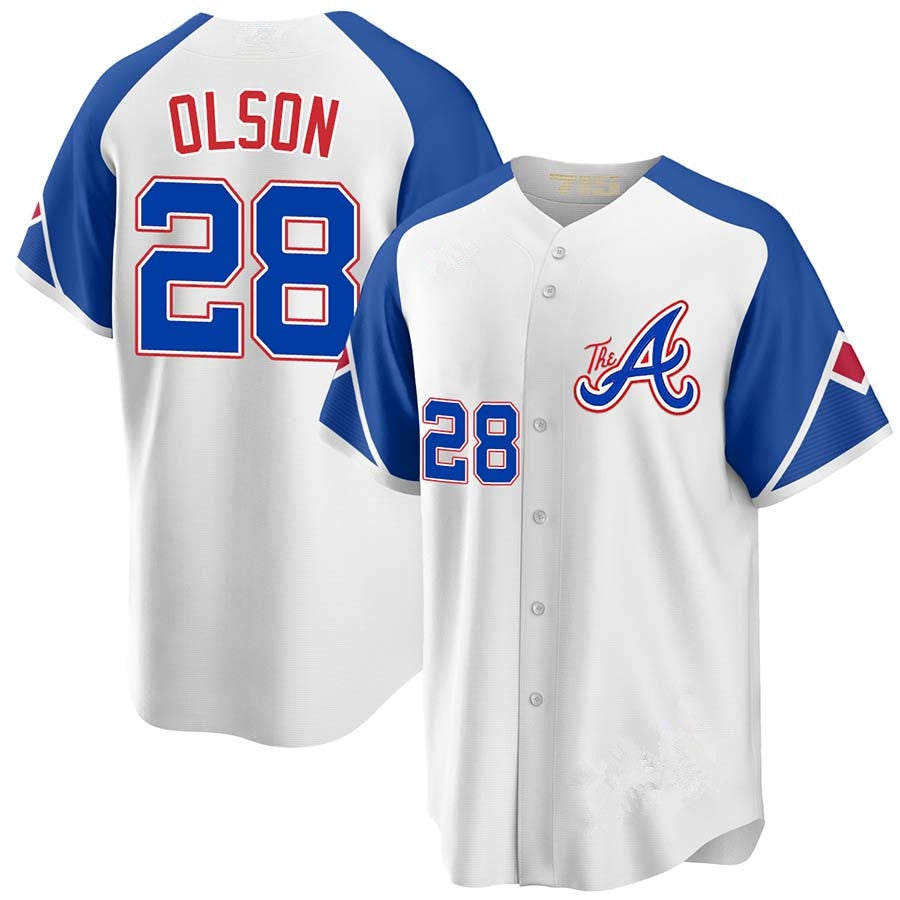 Atlanta Braves #28 Matt Olson White Cool Base Jersey Stitches Baseball Jerseys baseball jersey product view 1