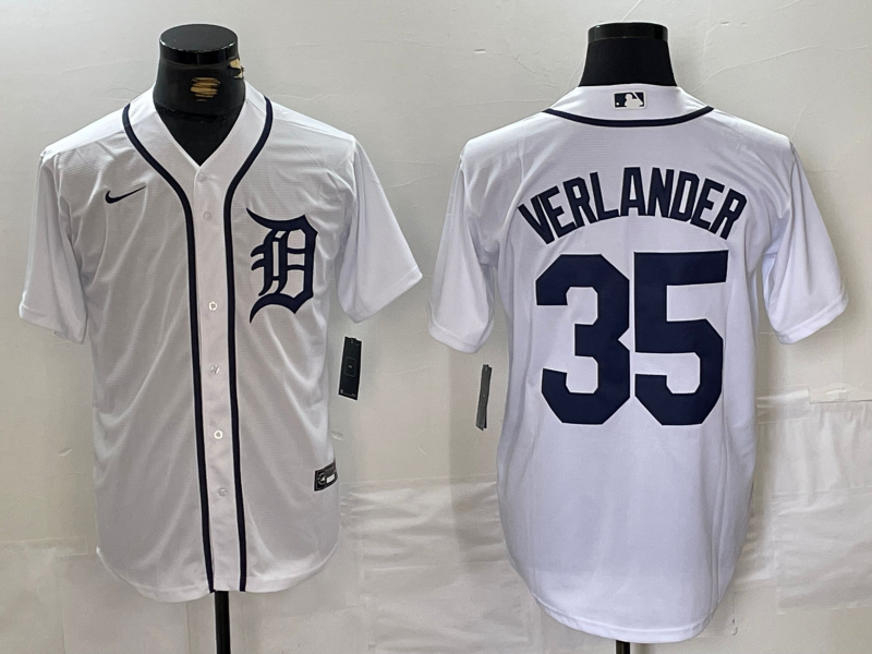 Men's Detroit Tigers Justin Verlander White Replica Player Jersey baseball jersey product view 1