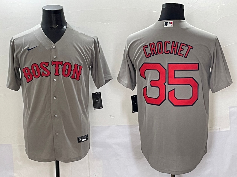 Men's Boston Red Sox Garrett Crochet #35 Gray Replica Player Jersey baseball jersey product view 1