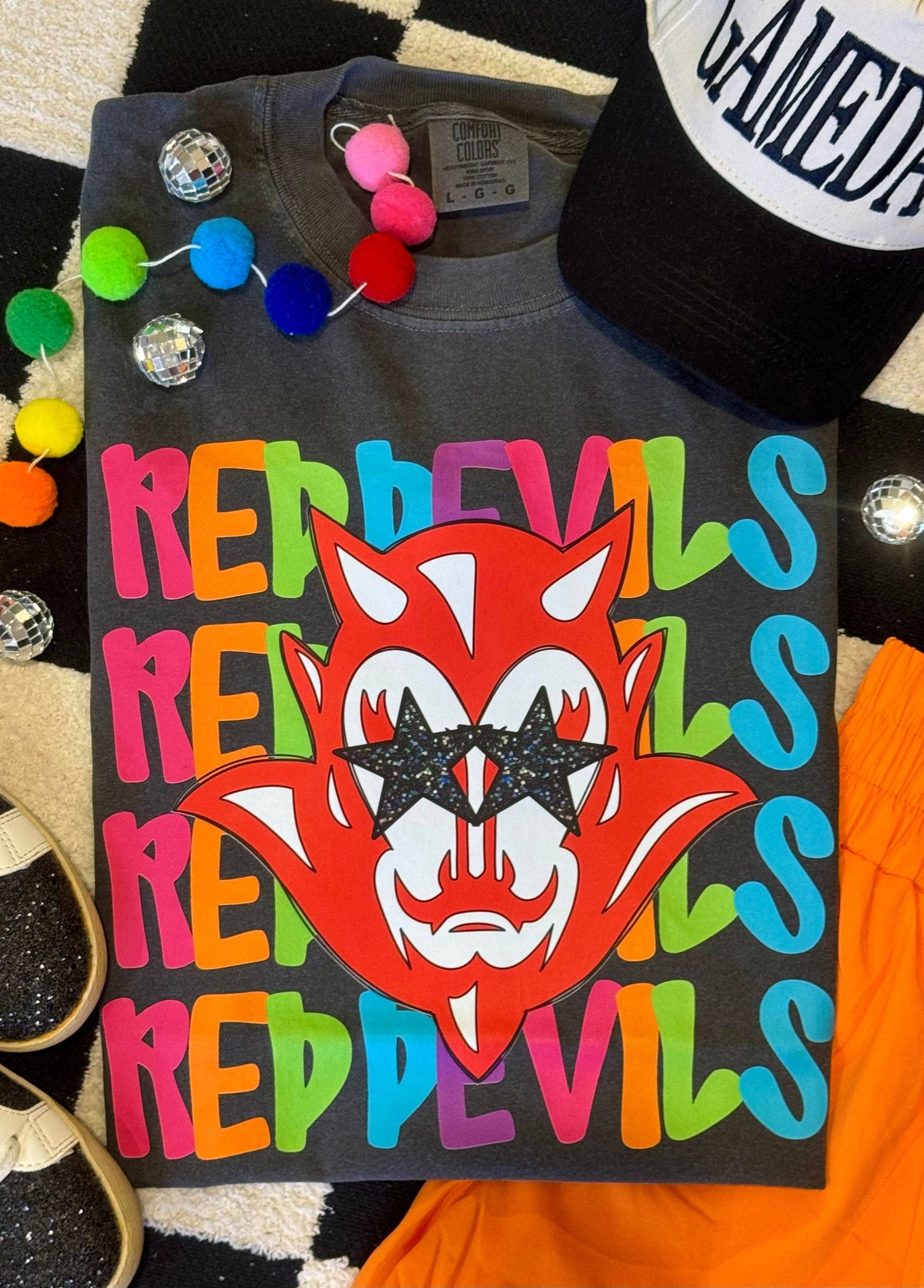 Red Devils Neon Mascot Tee Unisex T-shirt, Sweatshirt, Hoodie, Long Sleeve Tee - T-Shirt, Sweatshirt, Hoodie