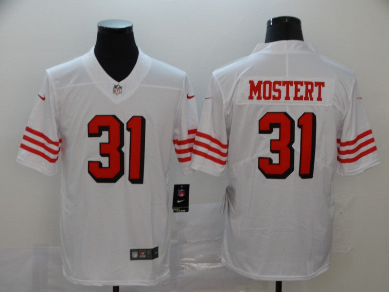 Men's San Francisco 49ers Raheem Mostert White Game Jersey football jersey product view 1