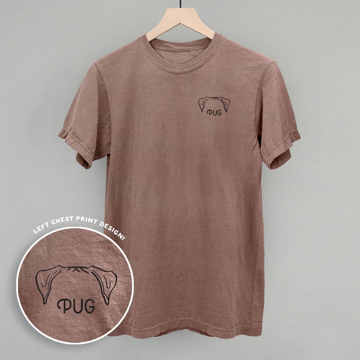 Pug (Left Chest) Unisex T-shirt, Sweatshirt, Hoodie, Long Sleeve Tee - T-Shirt, Sweatshirt, Hoodie