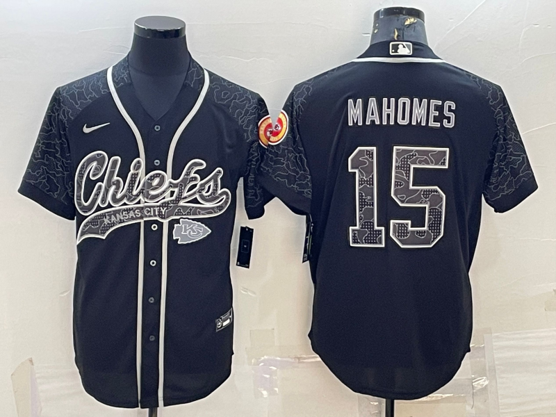 Men's Kansas City Chiefs Patrick Mahomes Black RFLCTV Limited Jersey Joint Edition football jersey product view 1