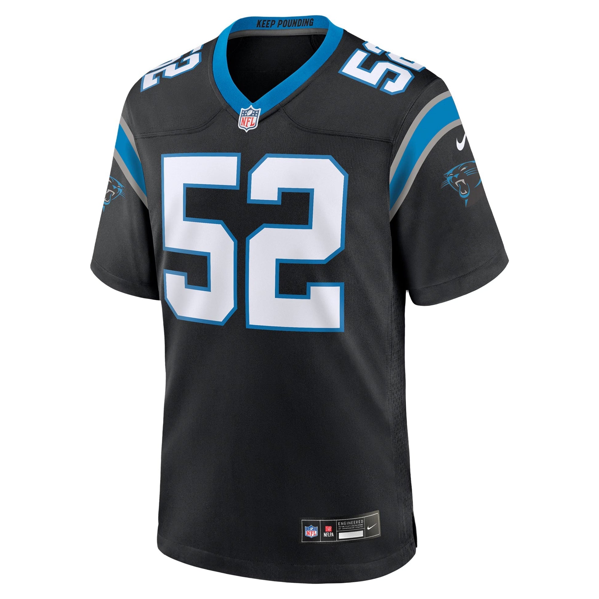 Carolina Panthers DJ Johnson Black Game Jersey football jersey product view 2