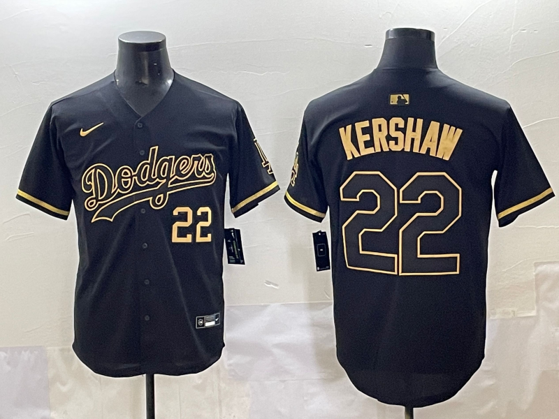 Men's Los Angeles Dodgers Clayton Kershaw #22 Black Replica Player Jersey baseball jersey product view 1