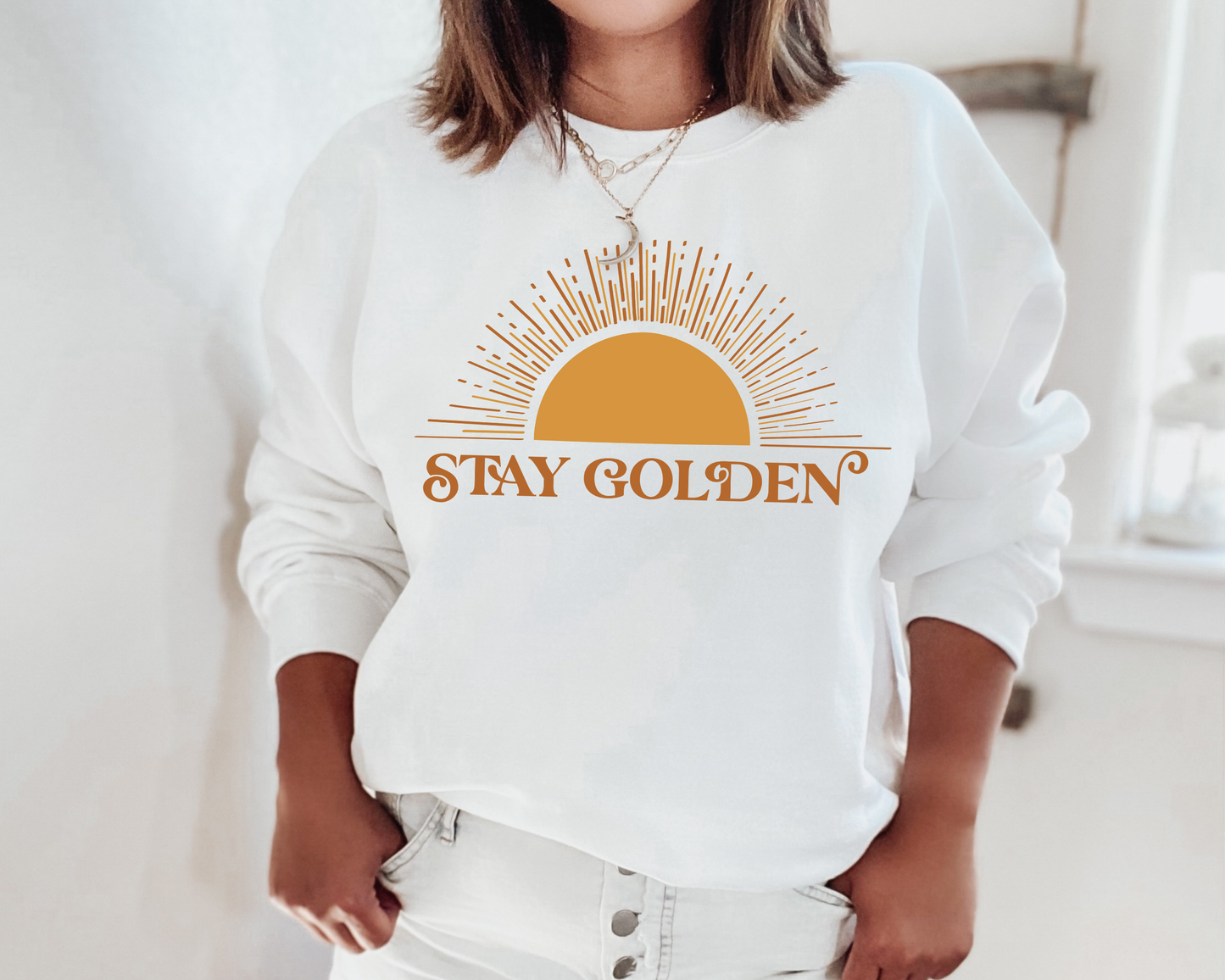 Stay Golden, Summer Sweatshirt, Summertime Trendy Apparel Unisex T-shirt, Sweatshirt, Hoodie, Long Sleeve Tee - T-Shirt, Sweatshirt, Hoodie