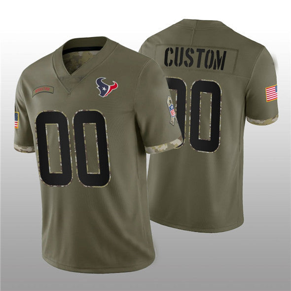 Custom1 Houston Texans ACTIVE PLAYER 2022 Olive Salute To Service Limited Stitched Jersey1 American Football Jerseys football jersey product view 1
