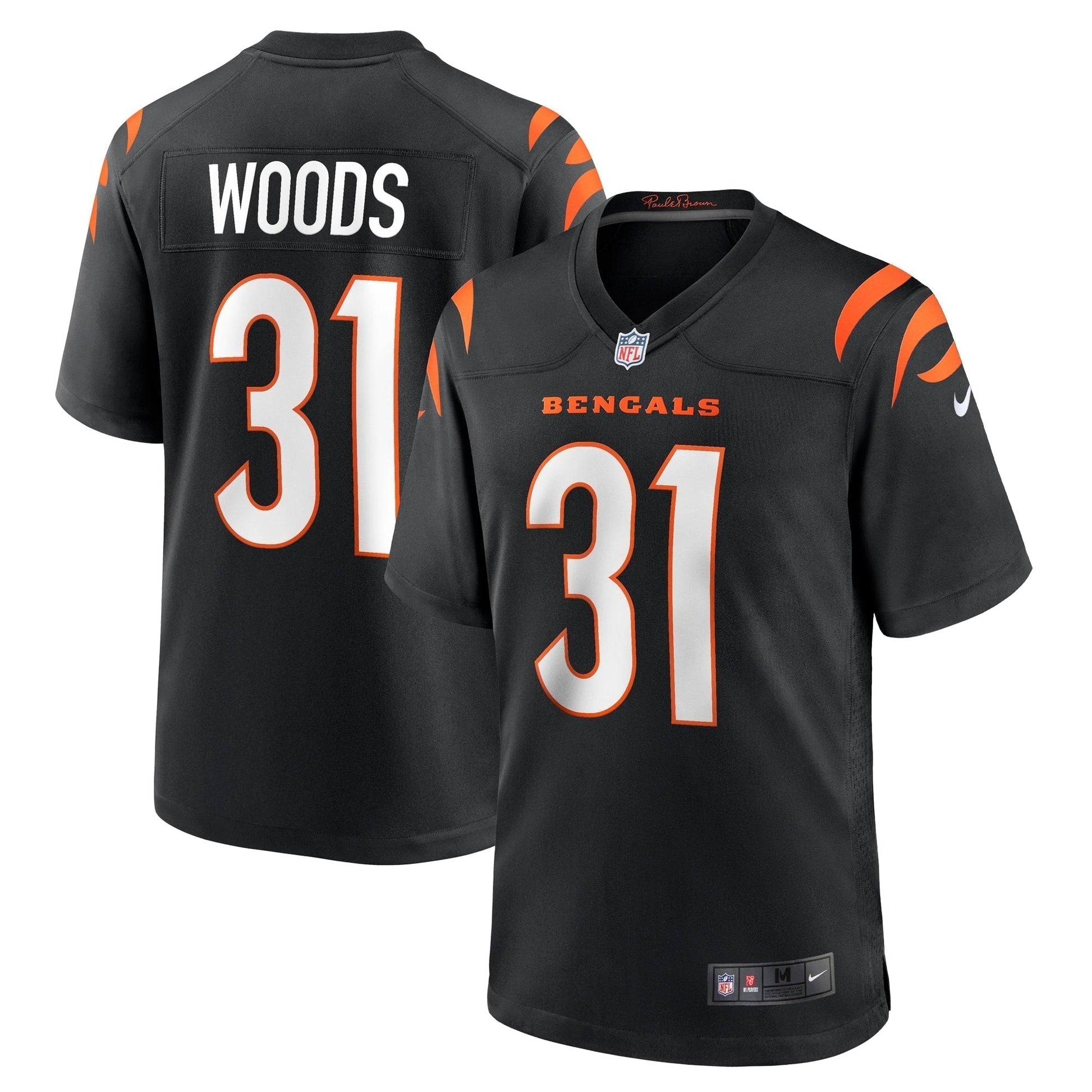 Ickey Woods Cincinnati Bengals Retired Game Jersey - Black football jersey product view 1
