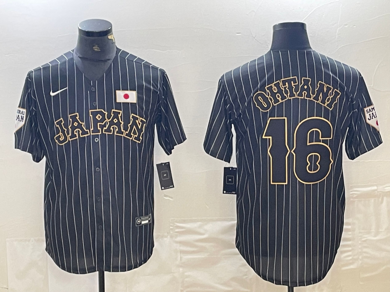 Men's 2023 World Baseball Classic Shohei Ohtani Japan Black Player Jersey baseball jersey product view 1