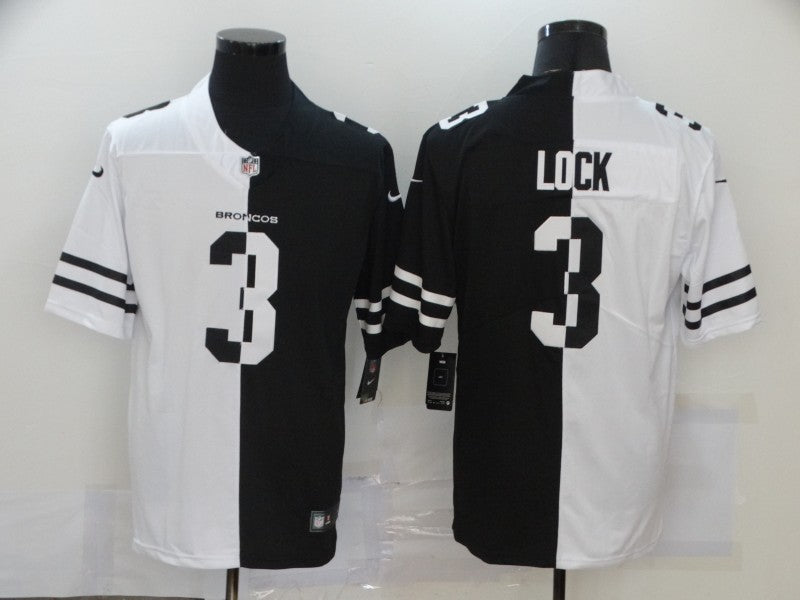 Men's Denver Broncos Drew Lock #3 Black/White Game Jersey1 football jersey product view 1