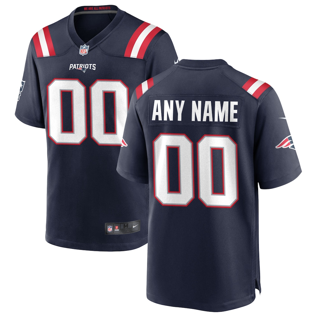 Men's New England Patriots Navy Custom Game Jersey football jersey product view 1