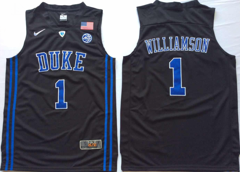 Men's Duke Blue Devils Zion Williamson #1 Black Game Jersey sports jersey product view 1