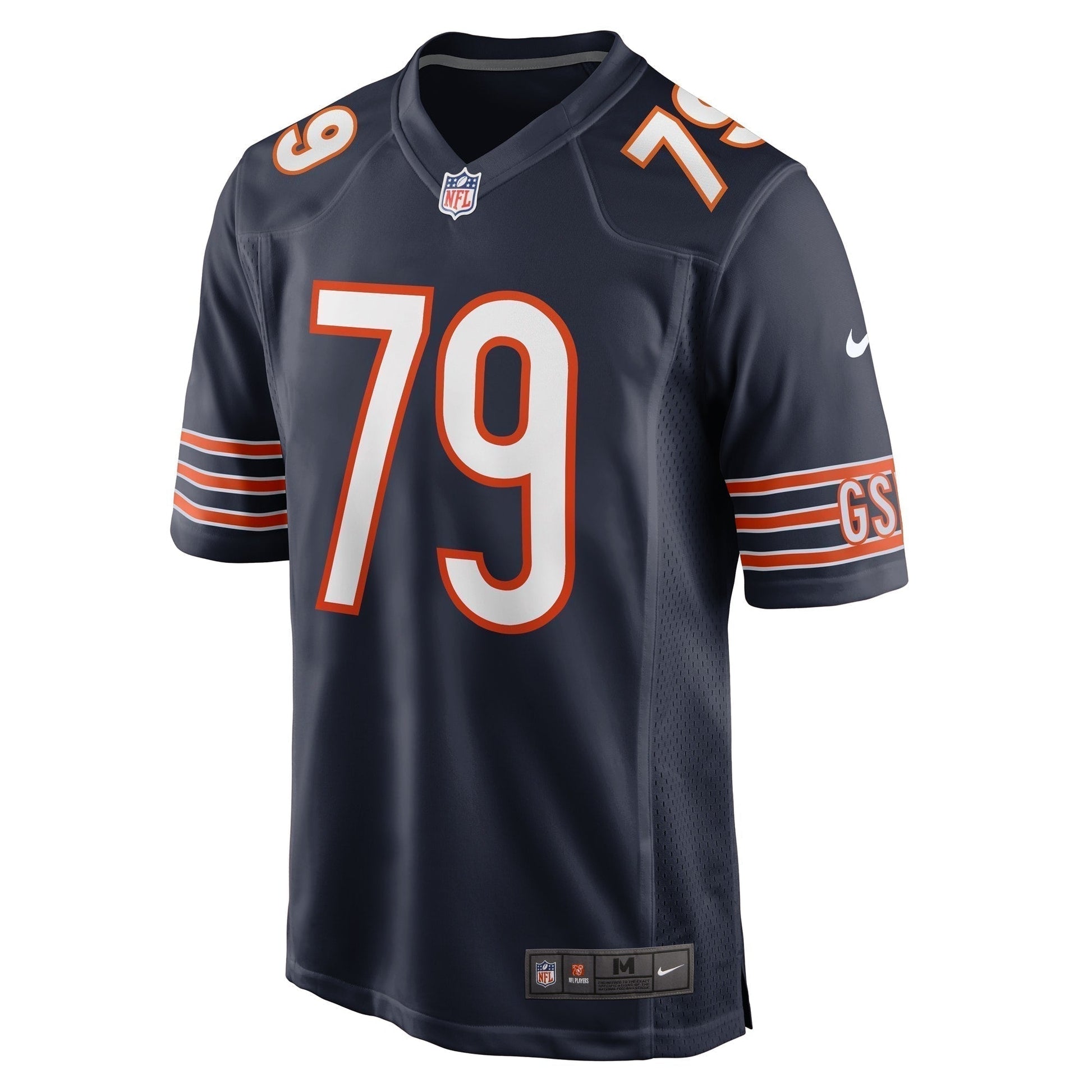 Austen Pleasants Chicago Bears Game Jersey - Navy football jersey product view 2