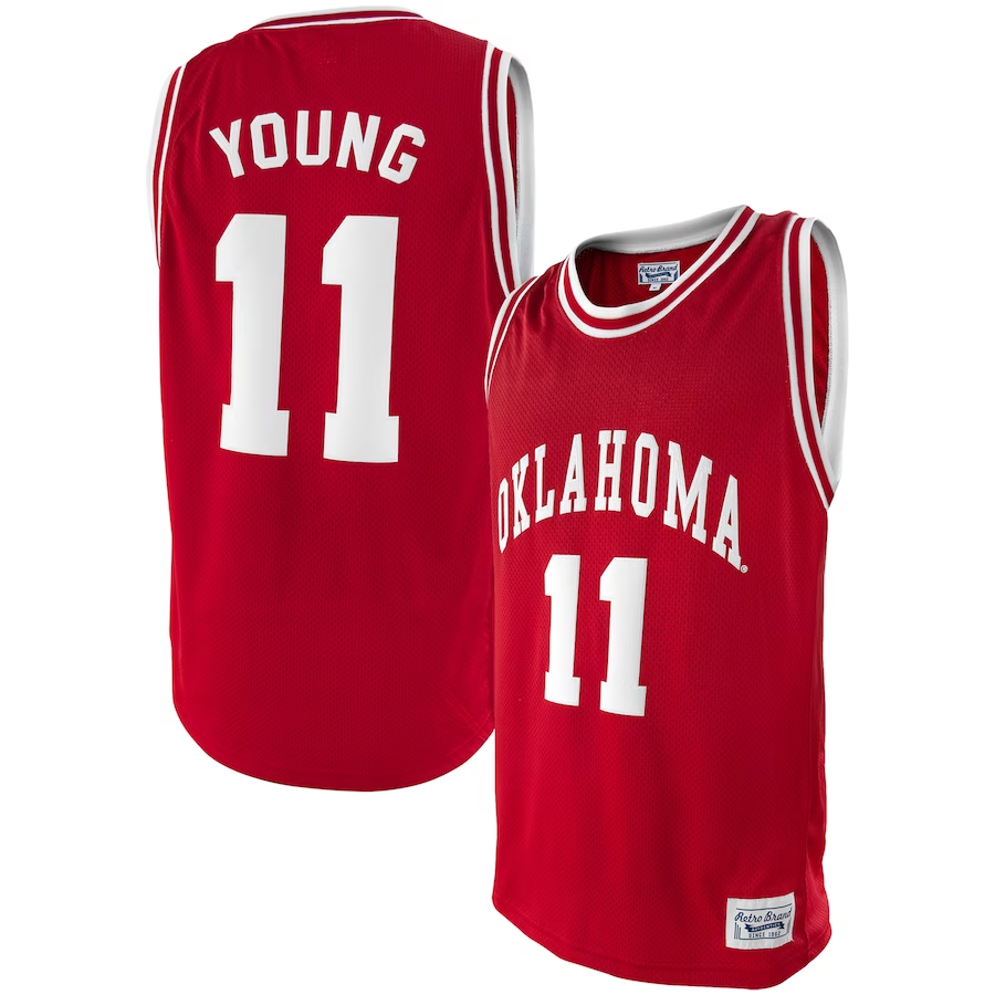 Men's Oklahoma Sooners Trae Young #11 Crimson Player Game Jersey sports jersey product view 1