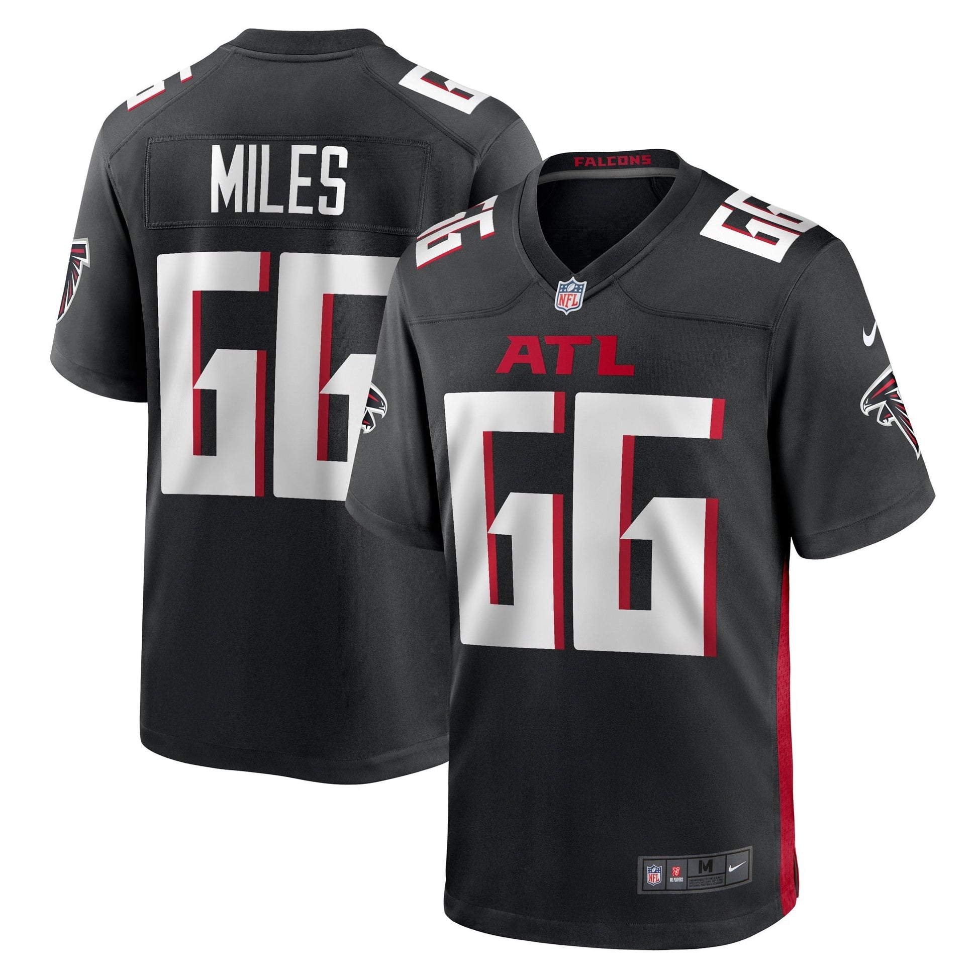 Joshua Miles Atlanta Falcons Game Jersey - Black football jersey product view 1