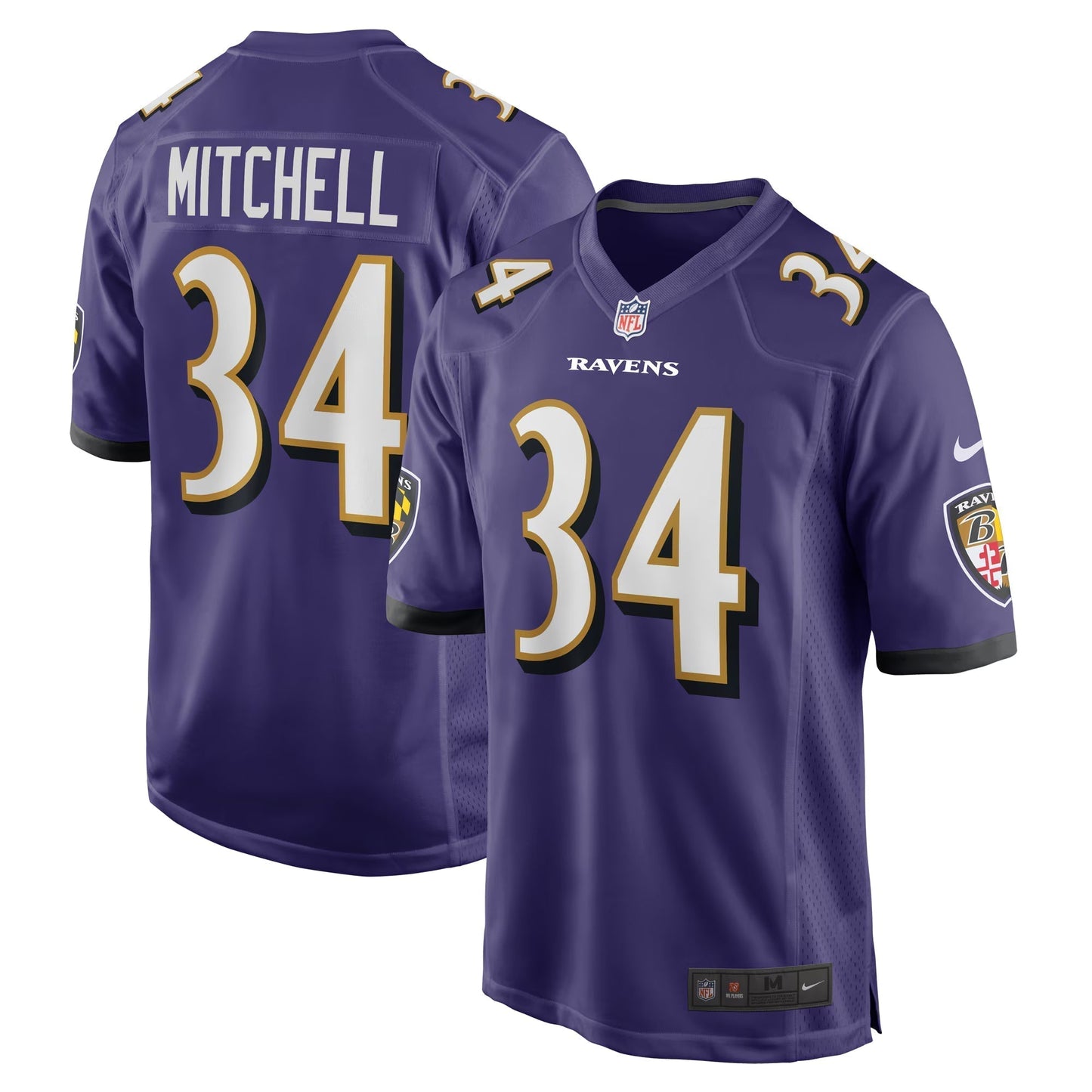 Baltimore Ravens Keaton Mitchell Purple Game Jersey football jersey product view 1