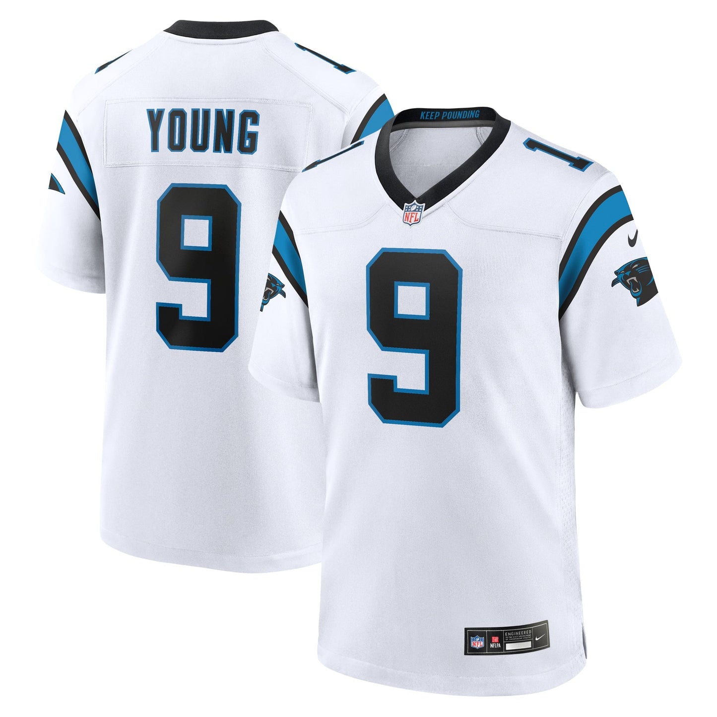 Carolina Panthers Bryce Young White Game Jersey football jersey product view 1