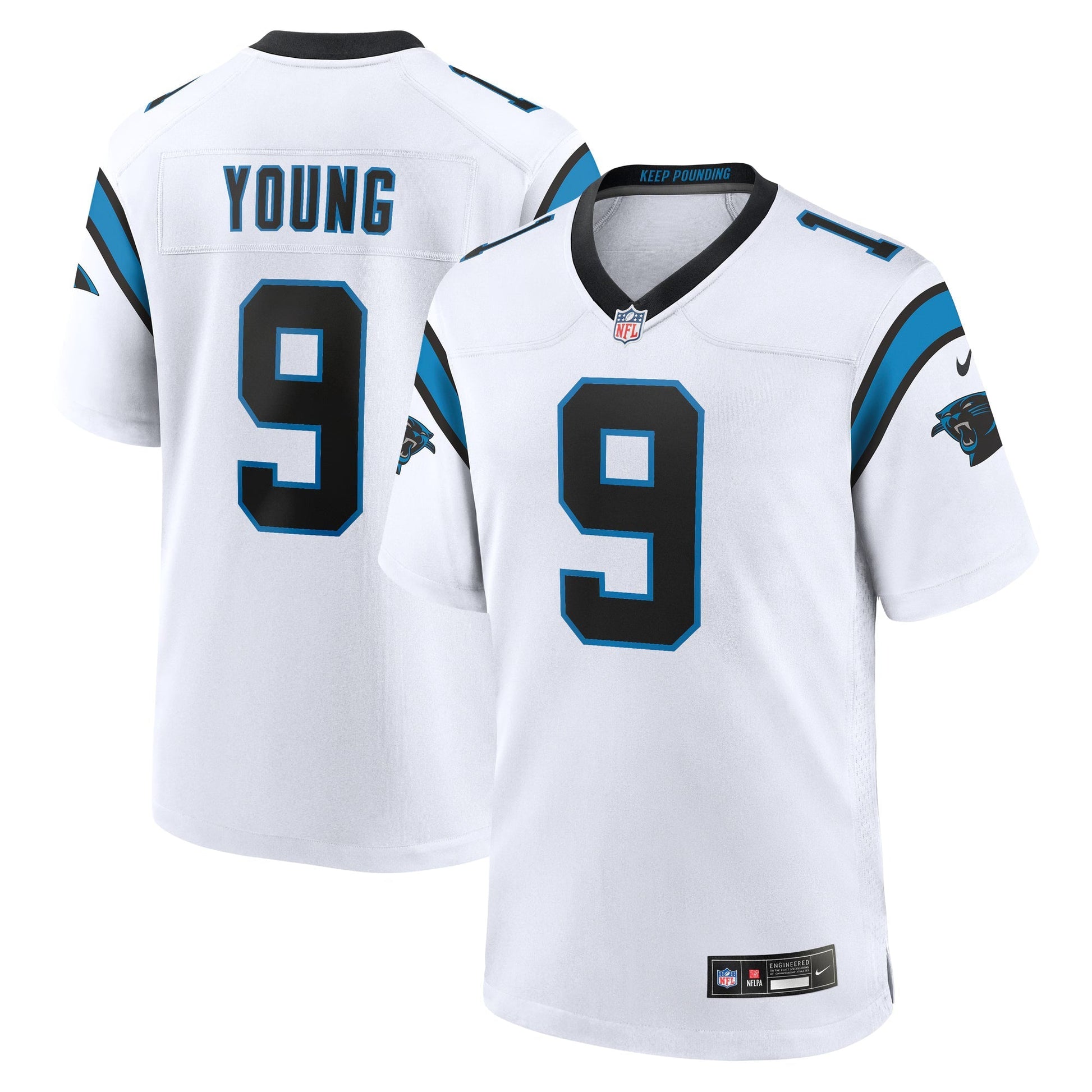 Carolina Panthers Bryce Young White Game Jersey football jersey product view 1