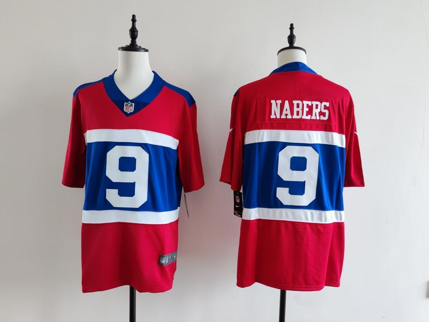 Men's New York Giants Malik Nabers Jersey-Red#9 football jersey product view 1