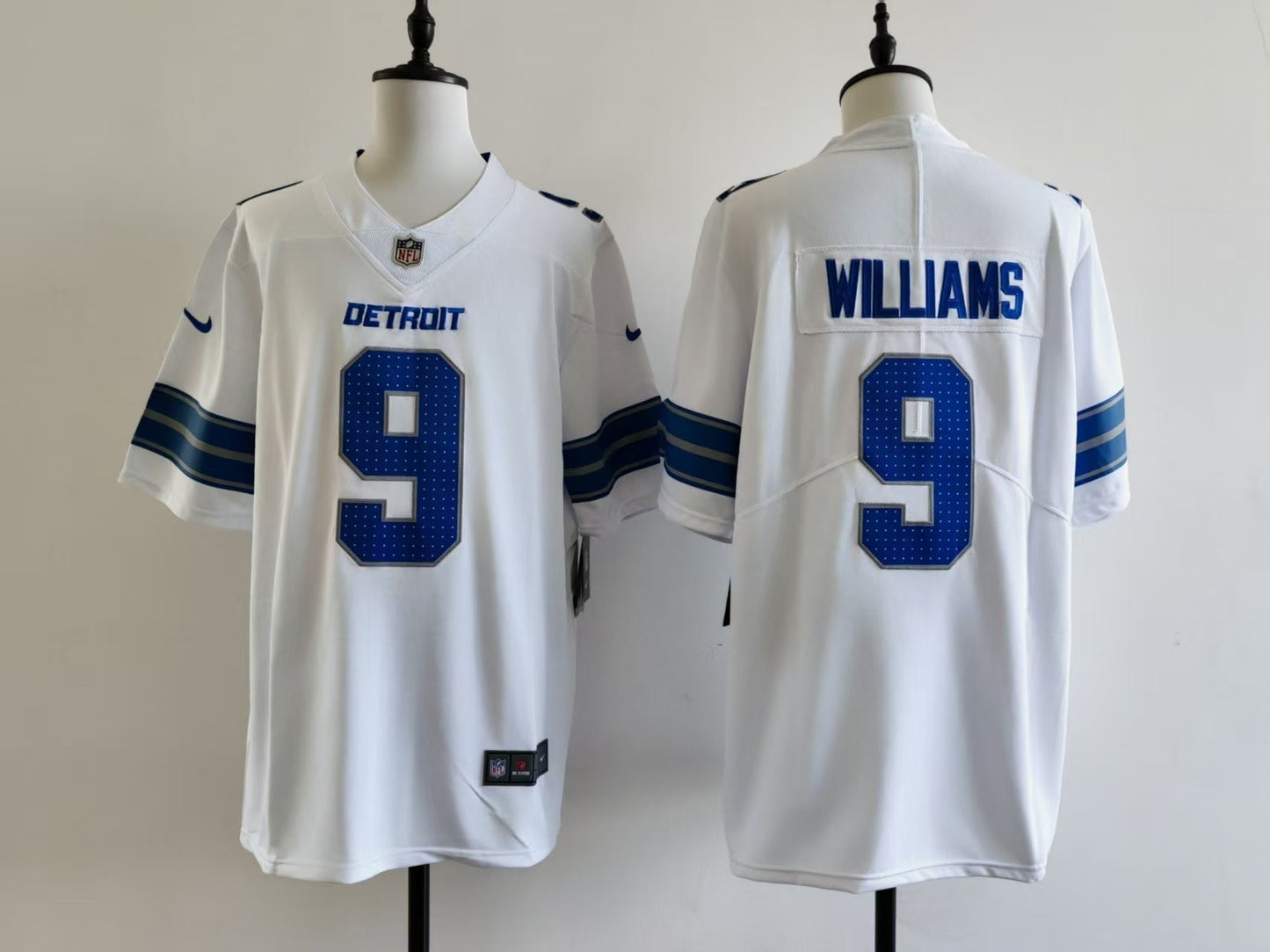 Men's Detroit Lions Jameson Williams Jersey - White#9 football jersey product view 1