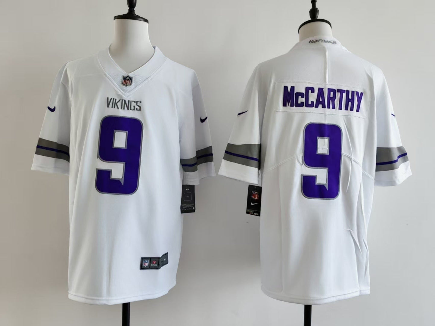 Men's Minnesota Vikings J.J. McCarthy Jersey - White football jersey product view 1