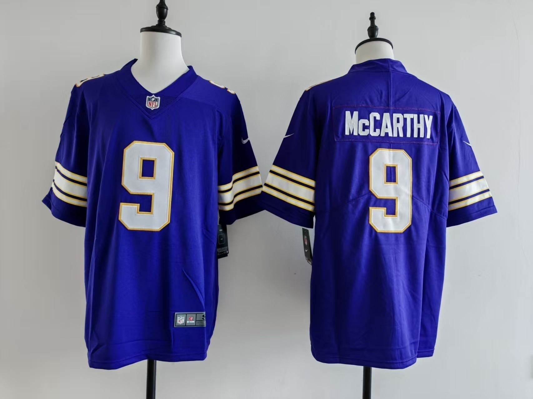 Men's Minnesota Vikings J.J. McCarthy Jersey - Retro Purple football jersey product view 1