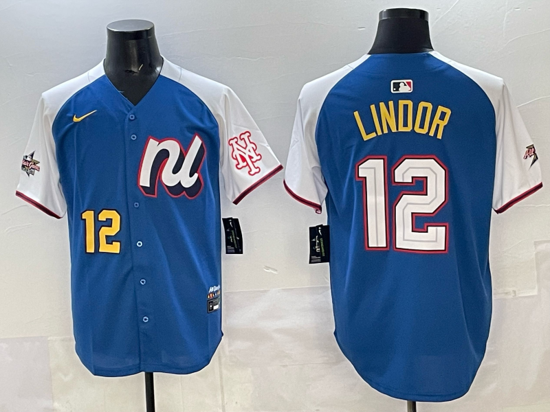 Men's National League Francisco Lindor Blue 2025 All-Star Edition Player Jersey baseball jersey product view 1