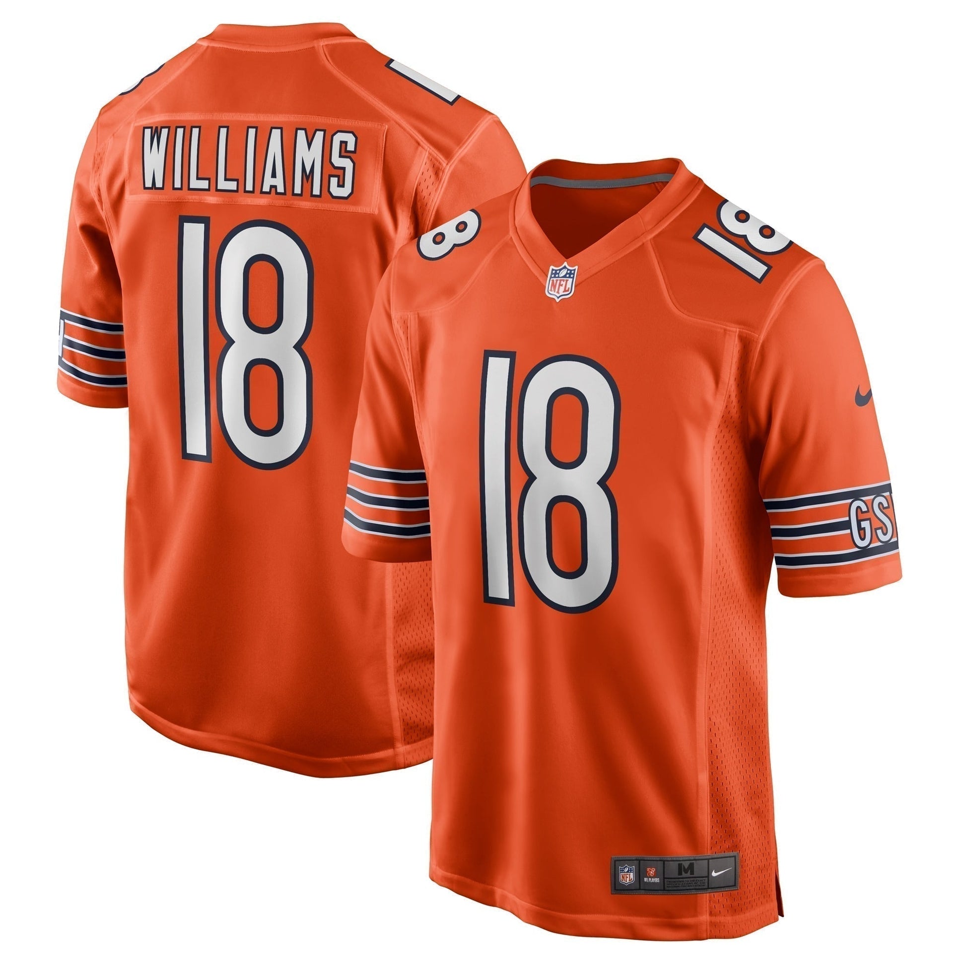 Caleb Williams Chicago Bears Alternate 2024 NFL Draft First Round Pick Game Jersey - Orange football jersey product view 1
