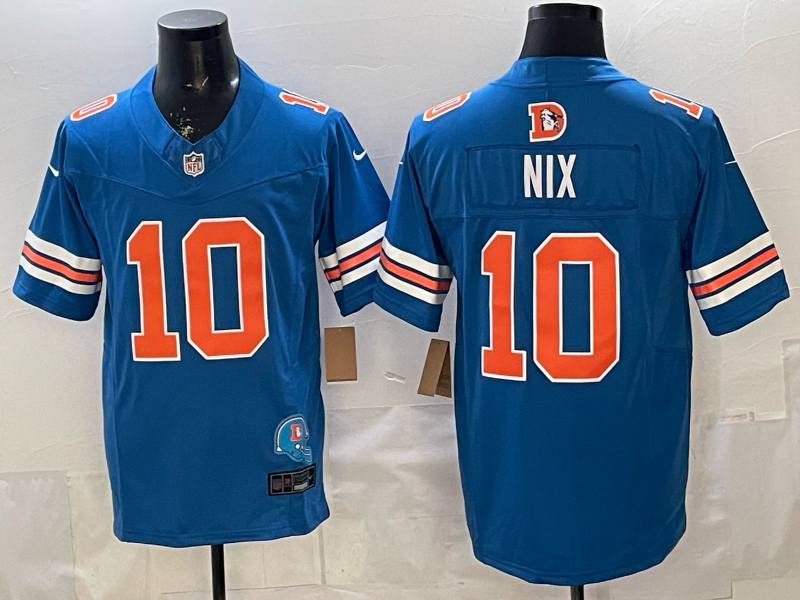 Men's Denver Broncos Bo Nix Blue Team Game Jersey football jersey product view 1