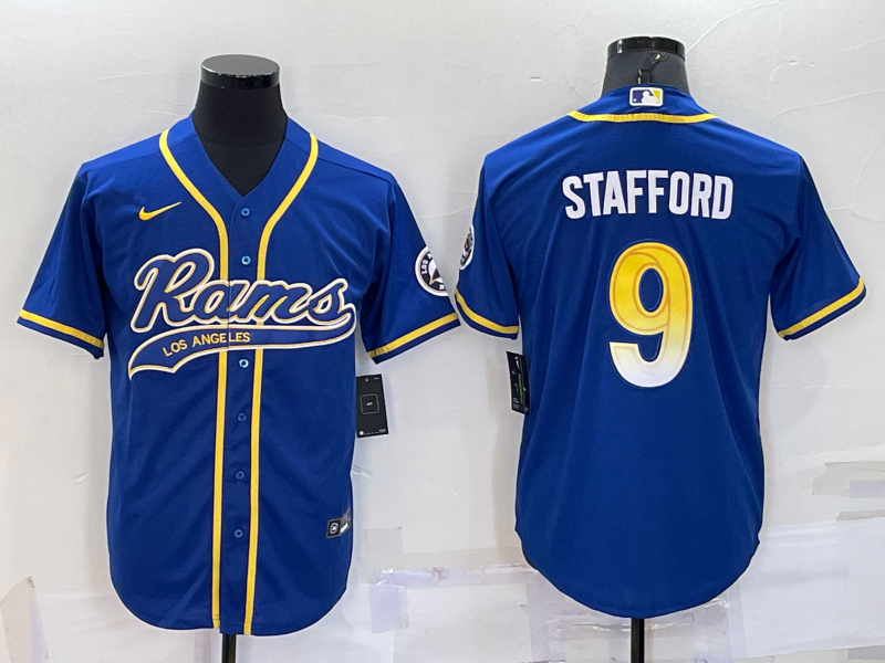 Men's Los Angeles Rams Matthew Stafford Blue Game Jersey Joint Edition football jersey product view 1
