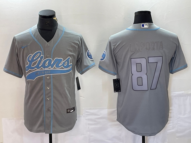 Men's Detroit Lions Sam LaPorta #87 Gray Player Jersey1 Joint Edition football jersey product view 1