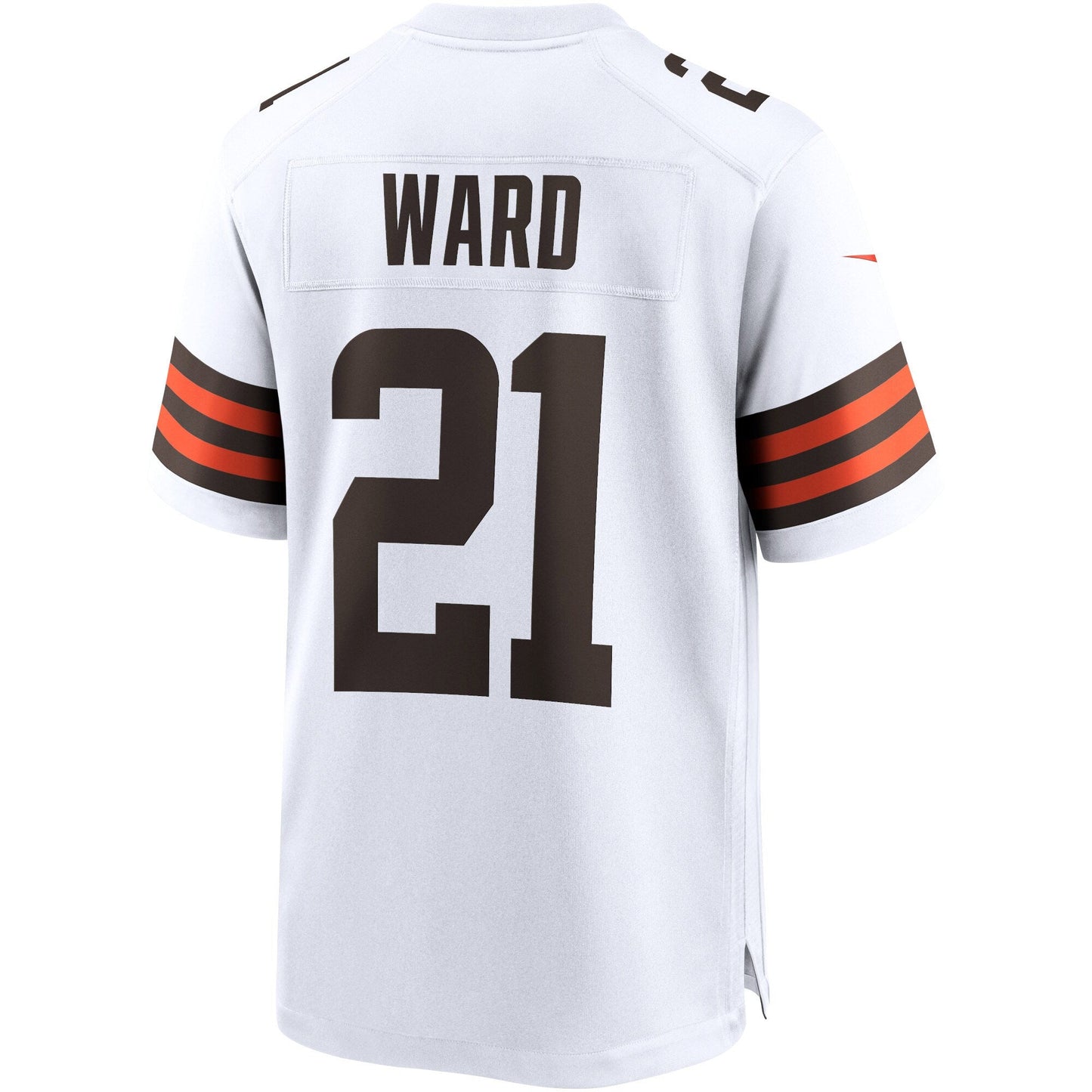 Denzel Ward Cleveland Browns Game Jersey - White football jersey product view 3